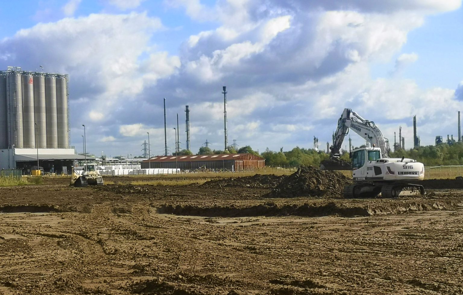 Chantier de construction de l'usine de recyclage plastique de Plastic Energy