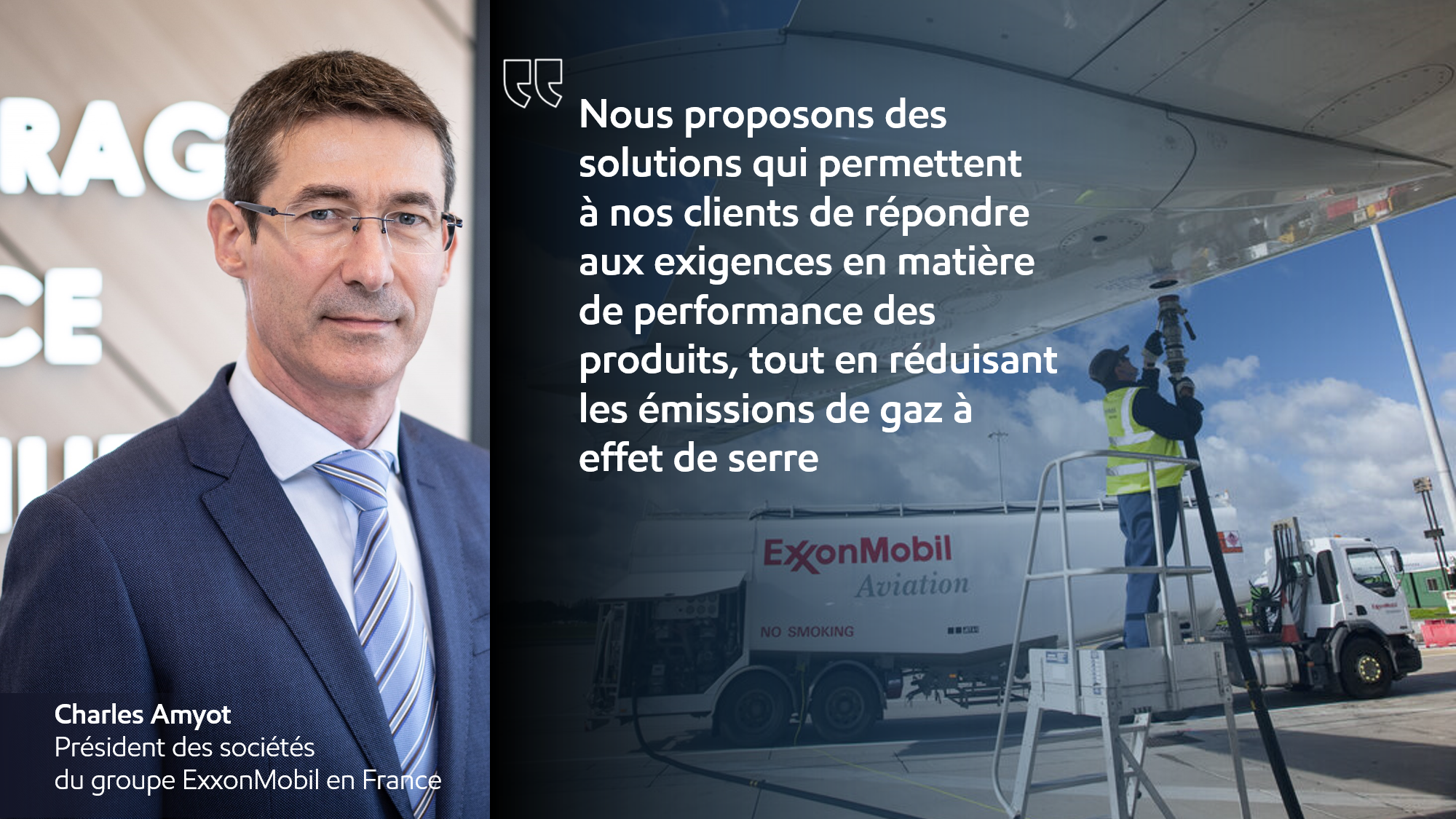 Citation de Charles Amyot sur le partenariat ExxonMobil et Neste pour un approvisionnement de carburants durables pour l’aviation en France